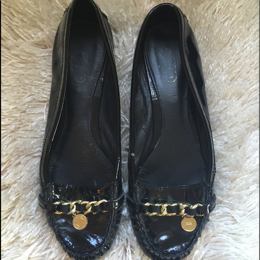 Coach Size 7.5 black patent leather loafers